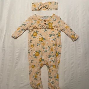 Nicole Miller floral onesie with headband 0/3 months